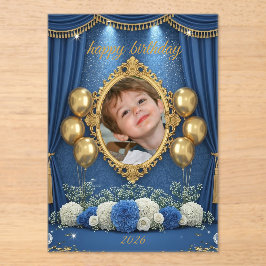 Royal Blue Birthday Photo Invitation for Boy Acryleinladungen