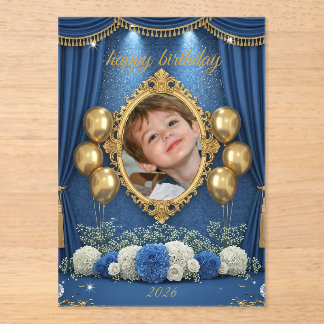 Royal Blue Birthday Photo Invitation for Boy Acryleinladungen
