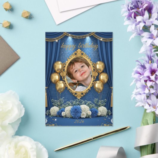 Royal Blue Birthday Photo Invitation for Boy Acryleinladungen (In Situ (Hochzeit))