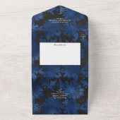 Royal Blue, Black and Silver Floral Wedding All in One Einladung (Außenbereich)