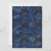 Royal Blue, Black and Silver Floral Wedding Einladung (Rückseite)