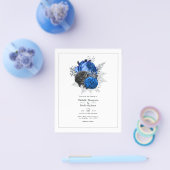 Royal Blue, Black and Silver Floral Wedding Flyer (Einzeln)
