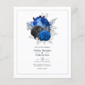Royal Blue, Black and Silver Floral Wedding Flyer (Vorne)