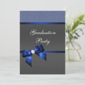 Royal Blue & Black Graduation Party Einladung (Stehend Vorderseite)