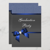 Royal Blue & Black Graduation Party Einladung (Vorne/Hinten)