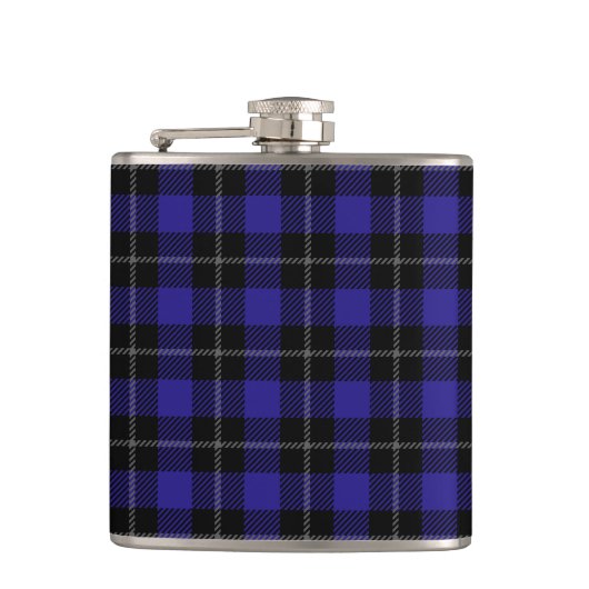 Royal Blue Black Kariert Flachmann (Vorderseite)
