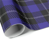 Royal Blue Black Kariert Geschenkpapier (Rolleneckpunkt)