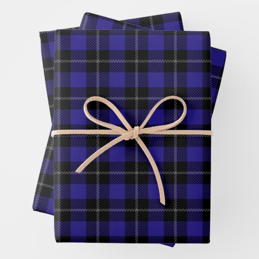 Royal Blue Black Kariert Geschenkpapier Set (Beispiel)