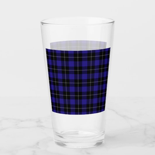 Royal Blue Black Kariert Glas (Vorderseite)