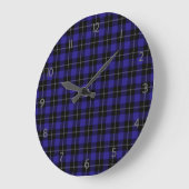 Royal Blue Black Kariert Große Wanduhr (Winkel)