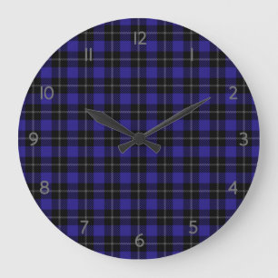 Royal Blue Black Kariert Große Wanduhr