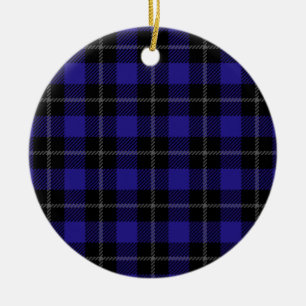 Royal Blue Black Kariert Keramik Ornament