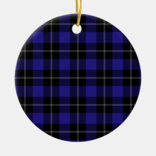 Royal Blue Black Kariert Keramik Ornament (Vorne)