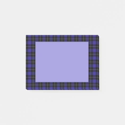 Royal Blue Black Kariert Post-it Klebezettel (Vorderseite)