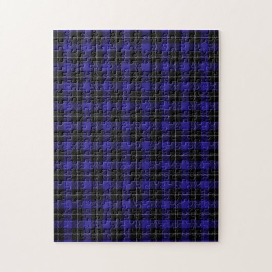 Royal Blue Black Kariert Puzzle (Vertikal)