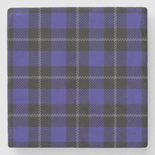 Royal Blue Black Kariert Steinuntersetzer (Vorderseite)