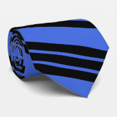 Royal Blue & Black Krawatte mit Diagonal Streifen (Gerollt)