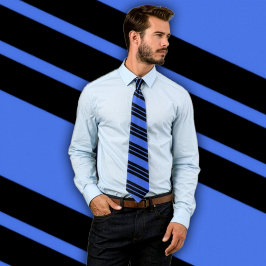 Royal Blue & Black Krawatte mit Diagonal Streifen