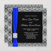 Royal Blue Black Lace Wedding Einladung (Vorne/Hinten)