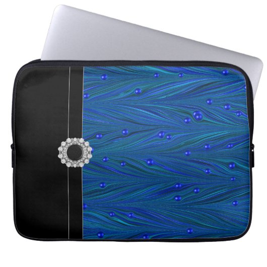 Royal Blue Black Laptop Sleeve (Vorderseite)