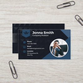 Royal Blue, Black Modern Corporate Business Card Visitenkarte