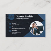 Royal Blue, Black Modern Corporate Business Card Visitenkarte (Vorderseite)