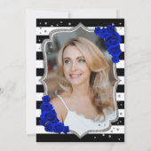 Royal Blue Black Silver Foto 50. Geburtstag Einladung (Rückseite)