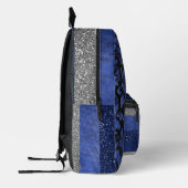 ROYAL BLUE BLACK & SILVER GLITZER SEHEN PATTER AUS BEDRUCKTER RUCKSACK (Links)