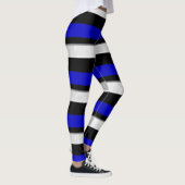 Royal Blue Black & Silver Horizontal gestreift Leggings (Rechts)