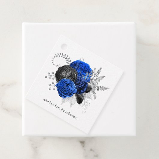 Royal Blue, Black und Silver Floral Geschenkanhänger (Beispiel)