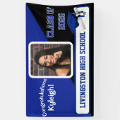 Royal Blue, Black & White Abschluss Banner (Vertikal)