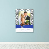 Royal Blue, Black, White Damask Wedding Leinwand (Insitu (Holzboden))