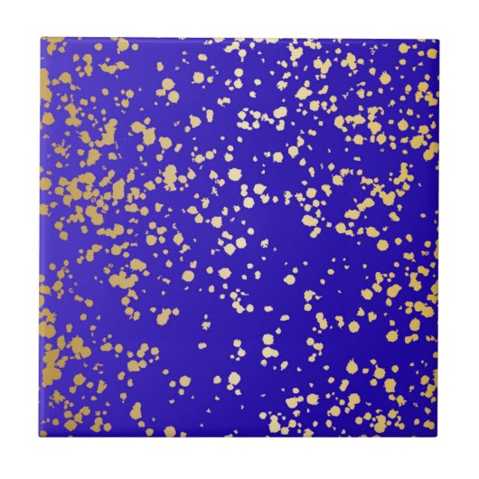 Royal Blue Blond Gold Glitzer Keramik Tile Fliese (Vorderseite)