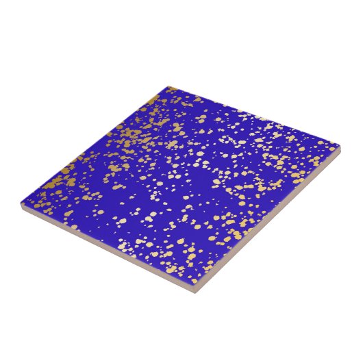 Royal Blue Blond Gold Glitzer Keramik Tile Fliese (Seite)