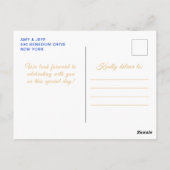 Royal Blue Blonde Hair Princess Birthday Party Postkarte (Rückseite)