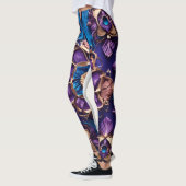 "Royal Blue Blossoms: Luxuriöse Blumenschrift Legg Leggings (Links)