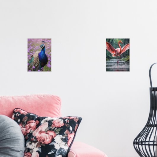 Royal Blue: Blue Peacock in Lavender Field, Bilderwand Sets (Wohnzimmer)