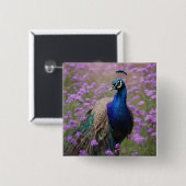 Royal Blue: Blue Peacock in Lavender Field, Button (Vorne & Hinten)