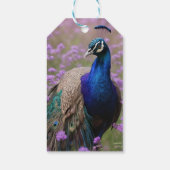 Royal Blue: Blue Peacock in Lavender Field, Geschenkanhänger (Rückseite)