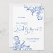 Royal Blue Blühe wird meine Trauzeugin sein Einladung (Vorderseite)