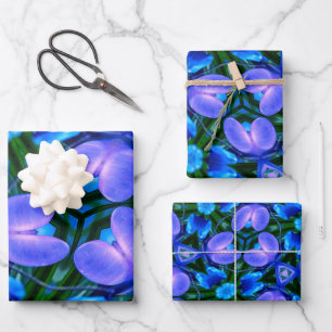 Royal Blue Blume Pattern Geschenkpapier Set