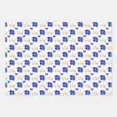 Royal Blue Blumen und Goldkronen Geschenkpapier Set (Vorderseite)