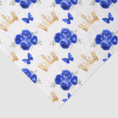 Royal Blue Blumen und Goldkronen Seidenpapier (Ausschnitt)