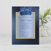 ROYAL BLUE Blumenstrauß ELEGANT CLASSY WEDY Einladung (Stehend Vorderseite)