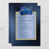 ROYAL BLUE Blumenstrauß ELEGANT CLASSY WEDY Einladung (Vorne/Hinten)