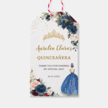 Royal Blue Blush Floral Quinceñera Princess Gefall