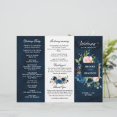 Royal Blue Blush Pink Floral Dreiländerprogramm de (Stehend Vorderseite)