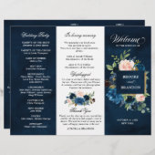 Royal Blue Blush Pink Floral Dreiländerprogramm de (Vorne/Hinten)