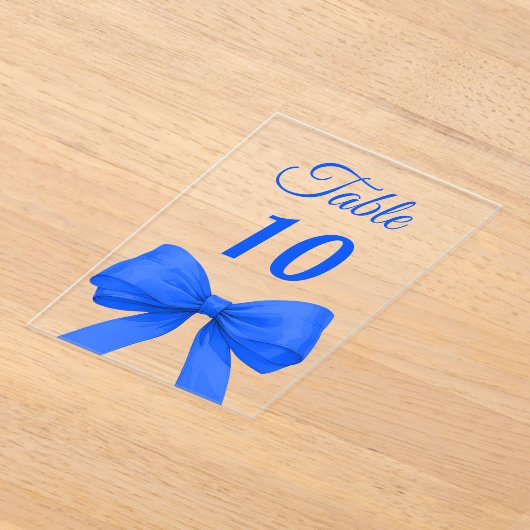 Royal blue bow acrylic table number sign acryleinladungen (Ablage )
