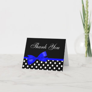 Royal Blue Bow Black Polka Dots Vielen Dank Dankeskarte